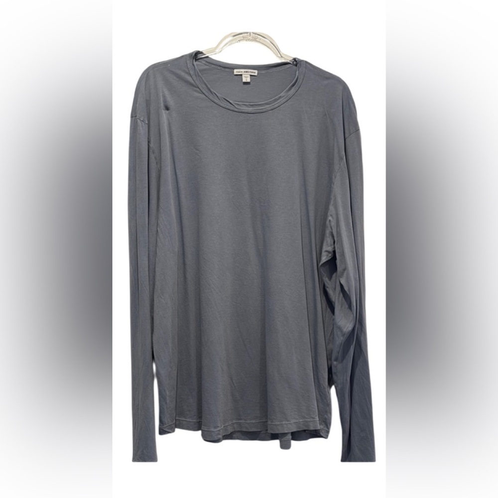 James Perse Blue Long Sleeve Tee Classic Crew
